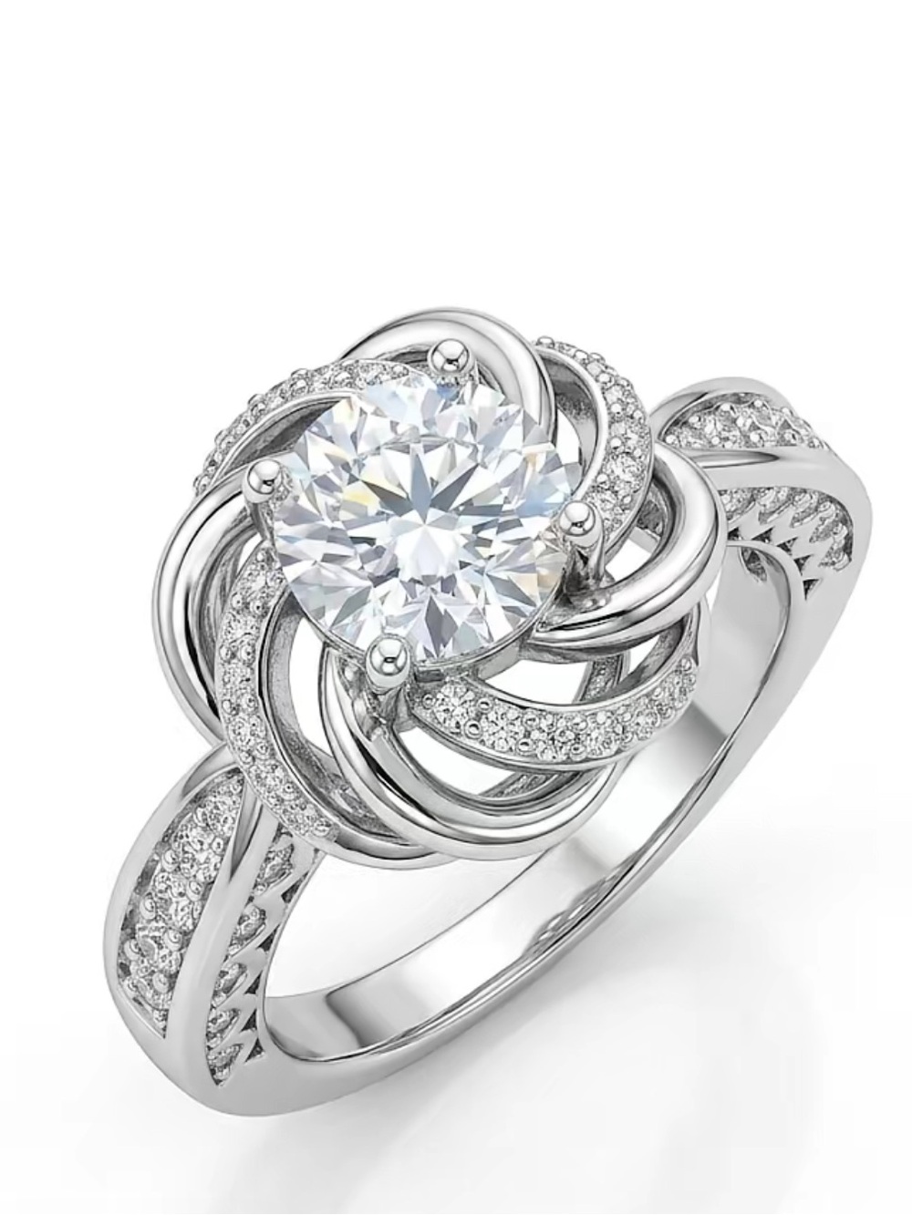 925 Sterling Silver GRA CERTIFIED 1 CT Moissanite Diamond Knot Ring NEW